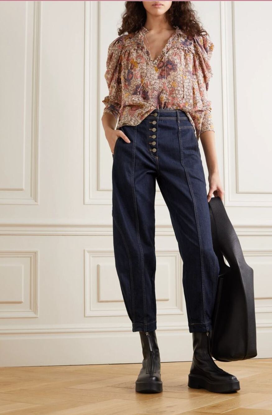 Ulla Johnson Blue Keaton Balloon Pleated Tapered Jeans Size 2